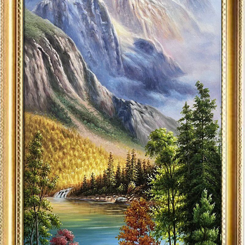 纯手绘山水风景油画客厅餐厅玄关背景墙装饰画艺之宝油画欧式现代
