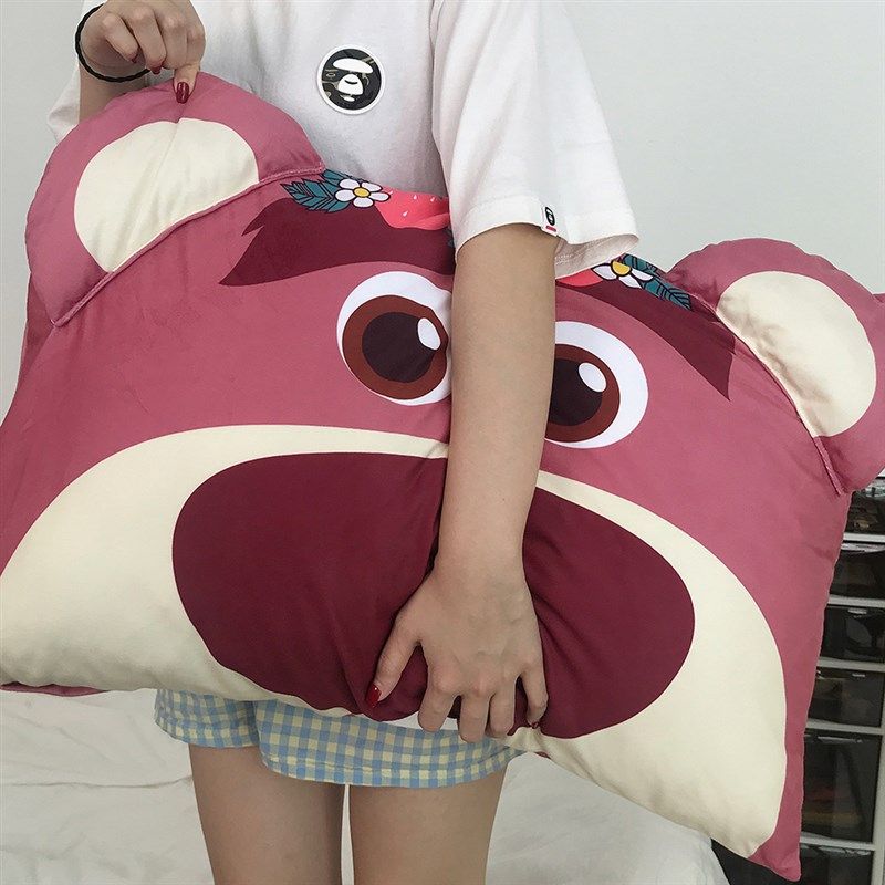 卡通草莓熊单人枕头套女家用舒适亲肤枕头罩可爱学生宿舍单个枕套