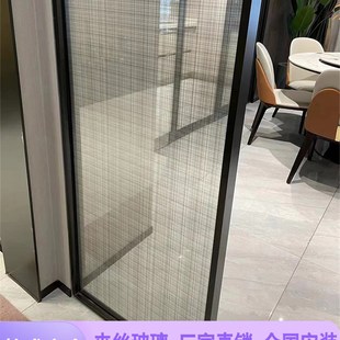 夹丝钢化玻璃定制玄关屏风浴室隔断双层夹胶艺术玻璃推拉移门