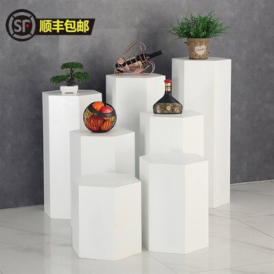 木制烤漆六边形展示柜六角展示台定做道具组合橱窗模特底座异型台