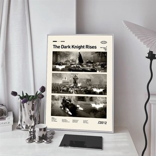 星际穿越装饰画客厅墙画盗梦空间奥本海默蝙蝠侠黑白电影海报挂画