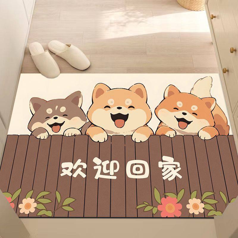 矽藻泥入户地垫吸水耐磨止滑卡通玄关垫可水洗走廊地垫进门垫定制