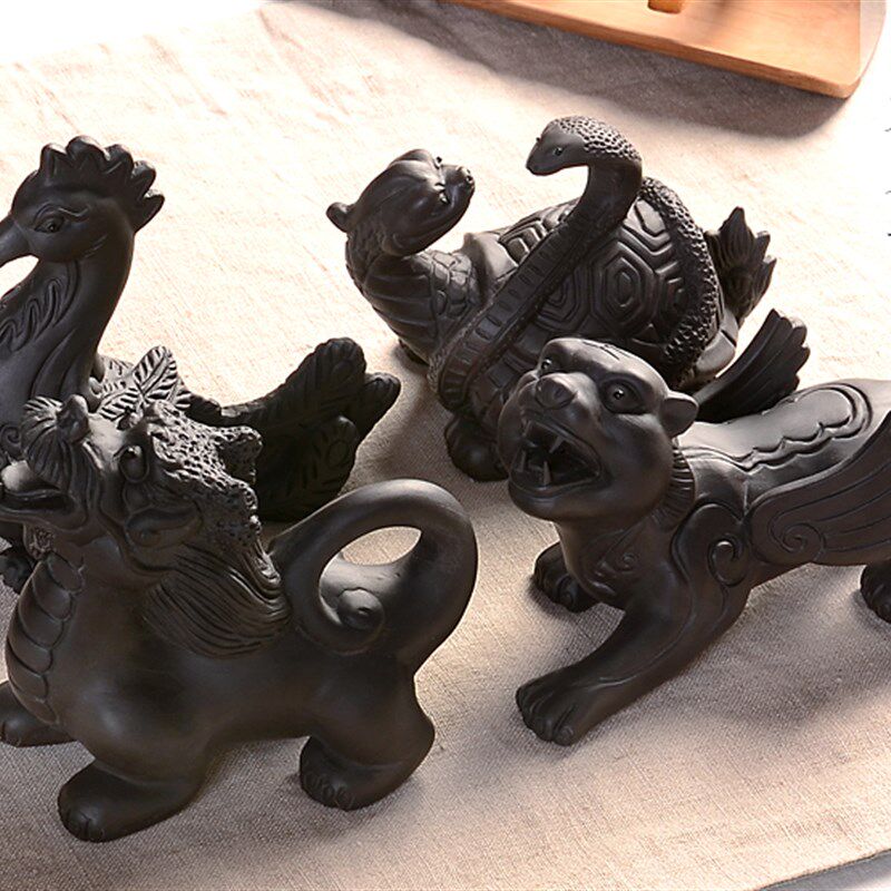 精品紫砂茶宠 四大灵兽 神兽 青龙白虎朱雀玄武 招财貔貅茶盘摆件