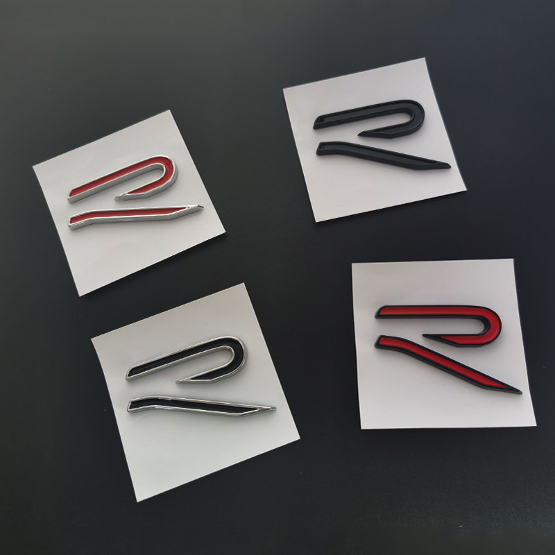 适用22款大众新途锐改装排量标R车标后备箱黑银色车后尾箱贴标