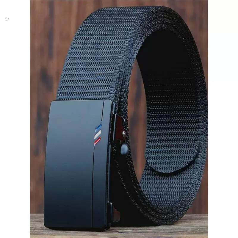 尼龙帆布腰带编织皮带百搭休闲青年裤带男士无牙自动扣头外内穿扣