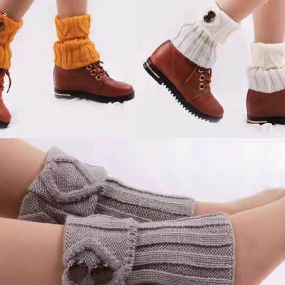 针织脚套女毛线保暖腿套翻口纽扣靴套护腿袜套护脚腕护腕护踝脚踝