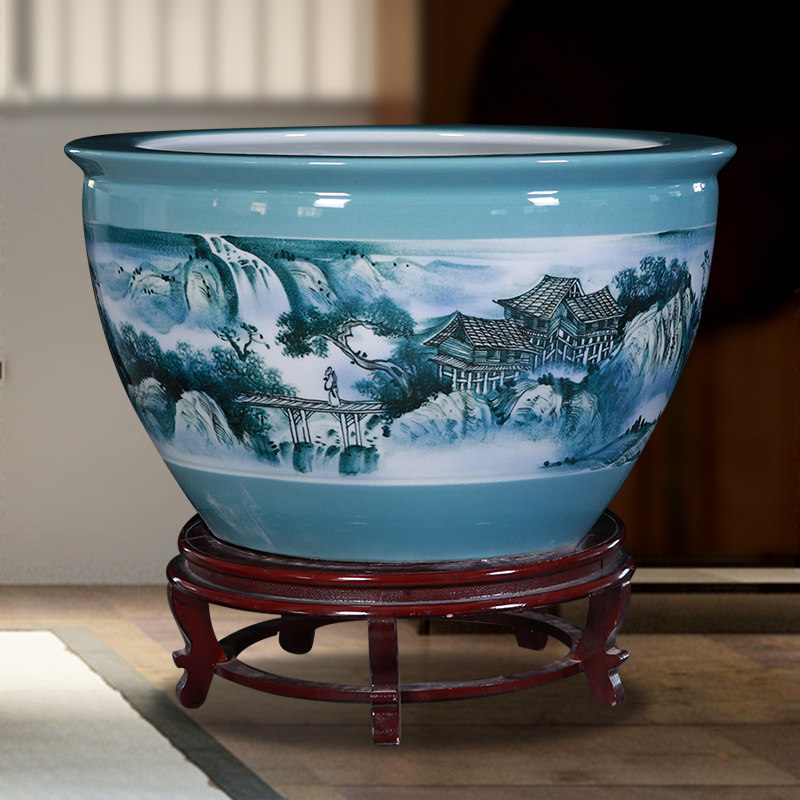 景德镇陶瓷大缸金鱼缸乌龟缸家用阳台庭院造景特大号睡莲盆碗莲缸