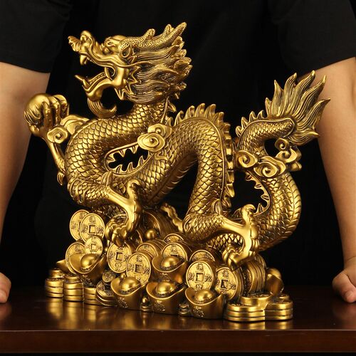龙年摆件鎏金铜色生肖龙老板桌办公室装饰乔迁开业送礼礼年会礼品