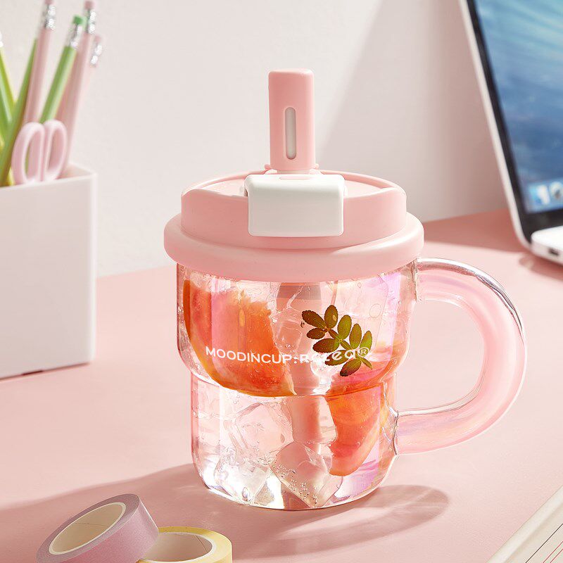 物生物咚咚玻璃杯吸管水杯女生茶水分离杯大容量带把手泡茶杯子,餐饮具,玻璃杯,淘宝优惠券,粉丝福利购,淘宝优惠卷