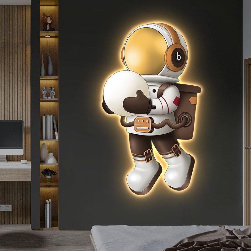 宇航员装饰画卡通创意led发光灯画玄关客厅背景墙挂画儿童房壁画
