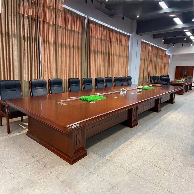 大型会议室实木皮会议桌椅组合党员政府学校油漆办公开会长条桌