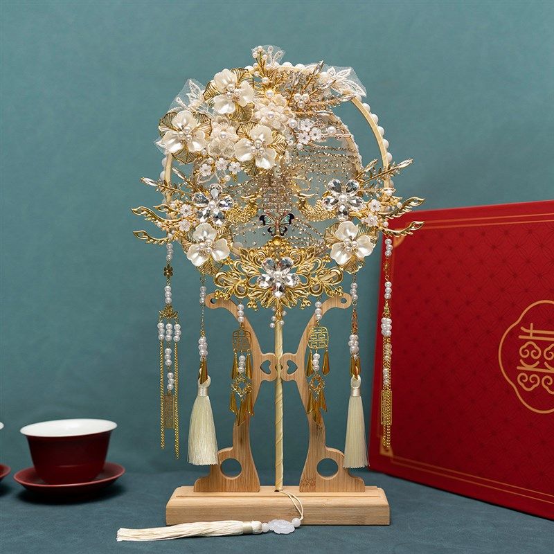 新娘团扇精致中式送闺蜜结婚出嫁遮面扇子成品材料包团扇装饰扇子,居家日用,扇子,淘宝优惠券,粉丝福利购,淘宝优惠卷