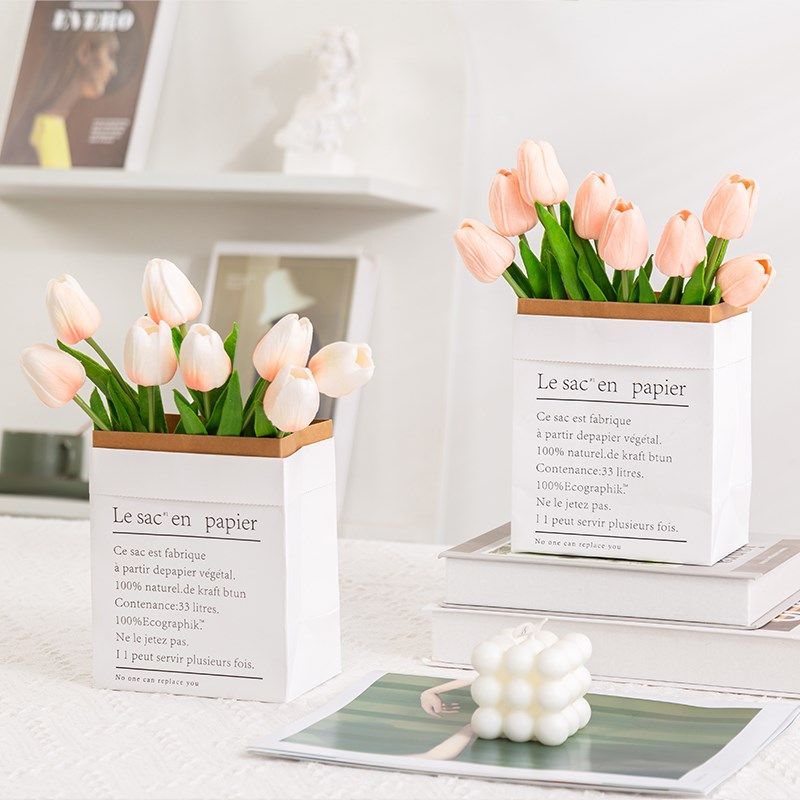 仿真郁金香花束高级感客厅电视柜两边假花装饰奶油风餐桌上仿生花,家居饰品,餐桌花艺,淘宝优惠券,粉丝福利购,淘宝优惠卷