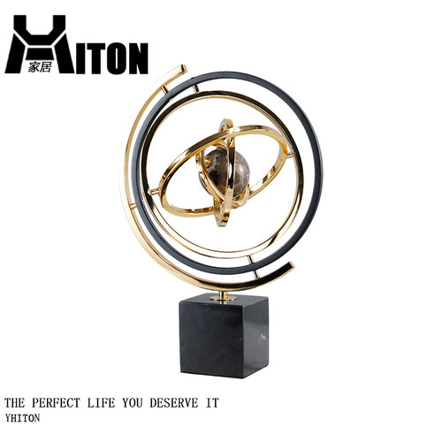 欧式大理石地球仪摆件办公室样板书房书桌客厅电视柜玄关软装饰品