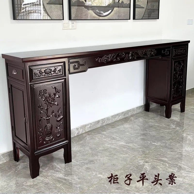 徽州中式仿古实木搁几条案带柜子香几供桌佛台家用供奉桌供台家具