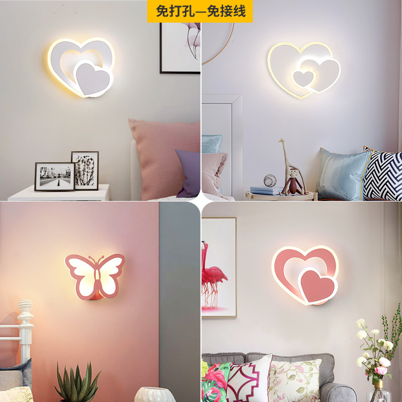 可充电免接线壁灯 免打孔客厅背景墙温馨浪漫少女婚房卧室床头灯,家装灯饰光源,壁灯,淘宝优惠券,粉丝福利购,淘宝优惠卷