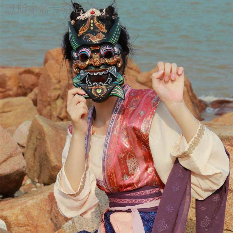 傩戏面具彩画面具装饰舞台道具表演人脸佩戴纯手工雕刻傩戏面具,节庆用品/礼品,面具,淘宝优惠券,粉丝福利购,淘宝优惠卷