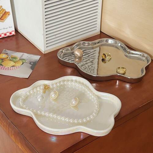 饰品首饰展示盘陶瓷盘摆件云朵装饰香薰蜡烛玄关托盘 钥匙收纳盘