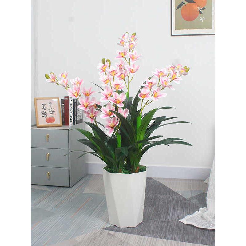 模拟花卉兰花塑料花客厅室内落地花装饰植物蝴蝶兰盆栽办公室假花