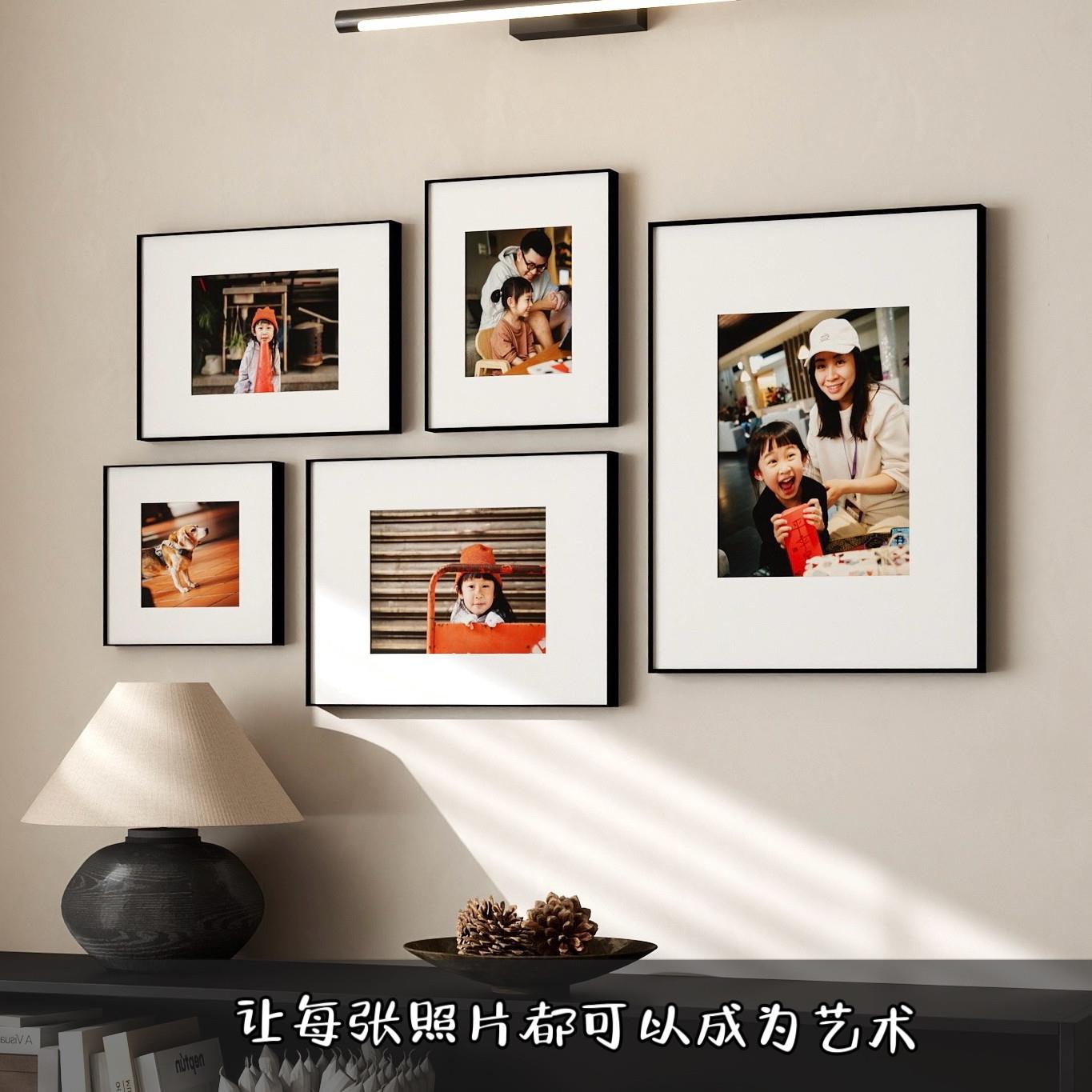 网红ins风留白相框组合客厅玄关装饰轻奢窄边画框定制照片墙套装