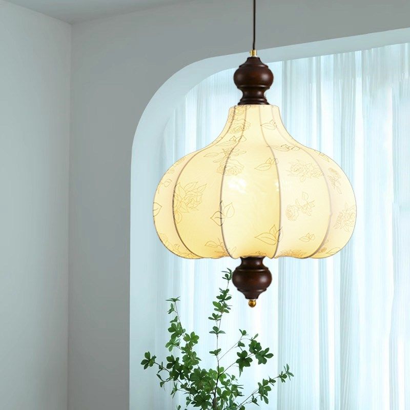中古餐厅印花布艺吊灯法式房间复古胡桃实木卧室书房衣帽间栗子灯,家装灯饰光源,卧室/书房吊灯,淘宝优惠券,粉丝福利购,淘宝优惠卷