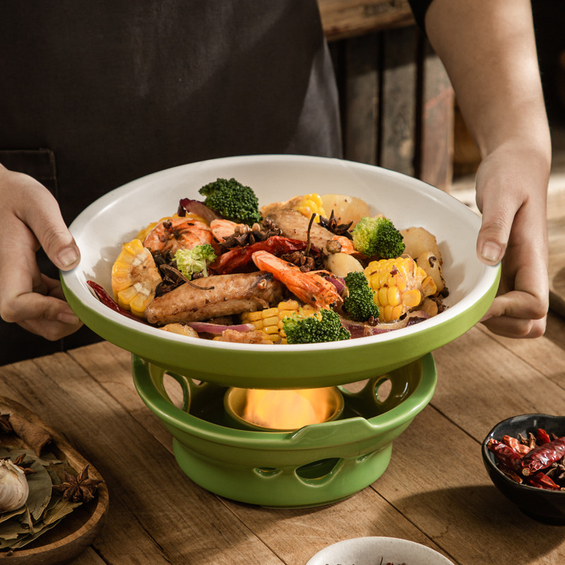 陶瓷干锅锅具套装酒精炉小火锅家用耐高温饭店餐厅商用酒精炉固体