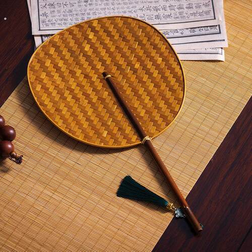手工竹编扇子大漆中式高档团扇蒲扇腰扇国风家用夏季纳凉耐用拍照
