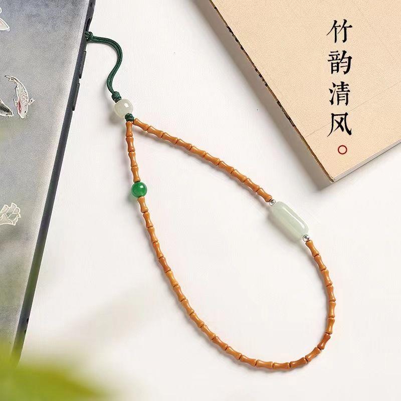 天然橄榄核手机链挂绳女精致唯美新中式手机壳挂件短款手腕绳挂饰