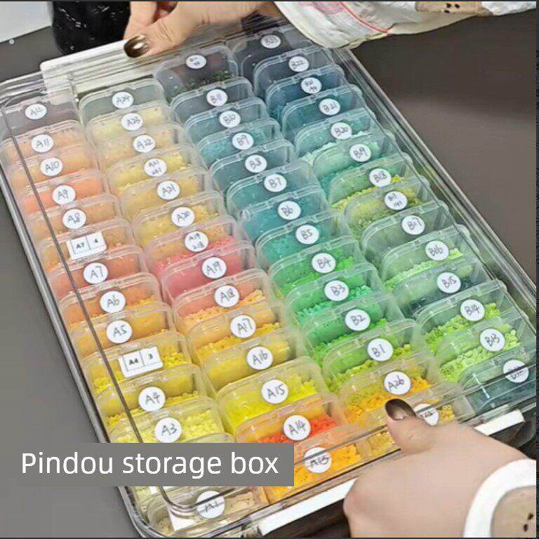 拼豆收纳盒米珠配件钻石美甲串珠透明整理饰品分装盒高级独立装