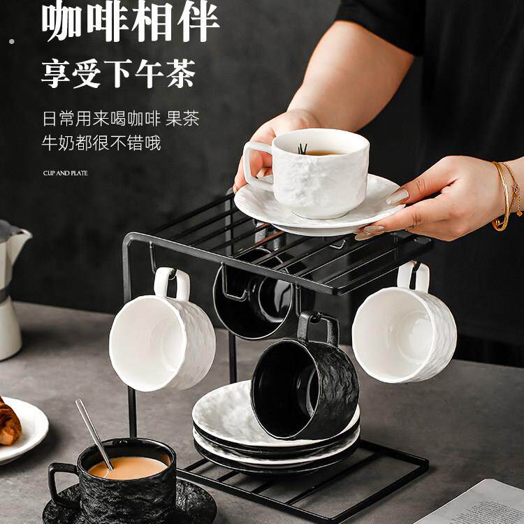 意大利2025新款高端陶瓷咖啡杯套装挂架式收纳架简约下午茶杯组合