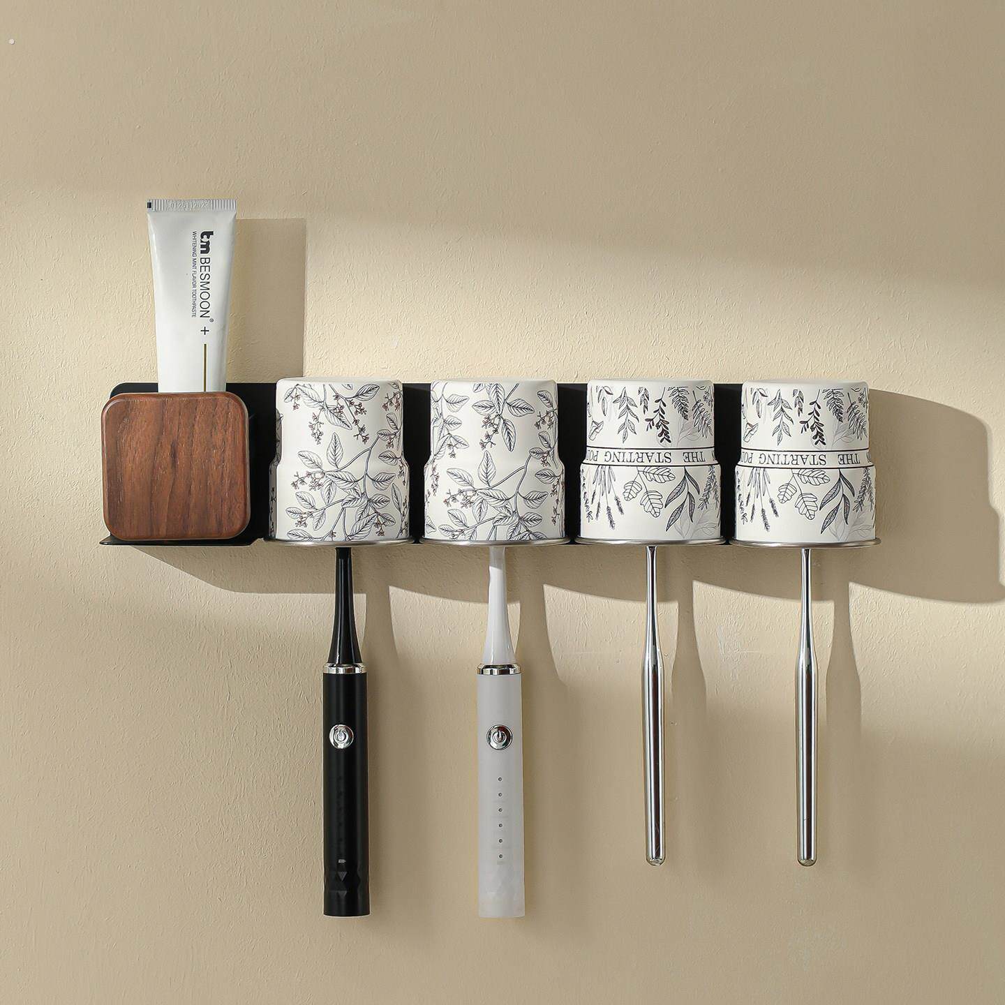 法国中古风不锈钢刷牙杯子家用高颜值漱口杯电动牙刷杯置物架壁式