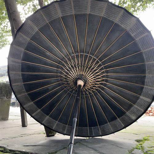 许家油纸伞黑色浸染紫竹伞杆新中式极简做旧复古晴雨两用拍摄道具
