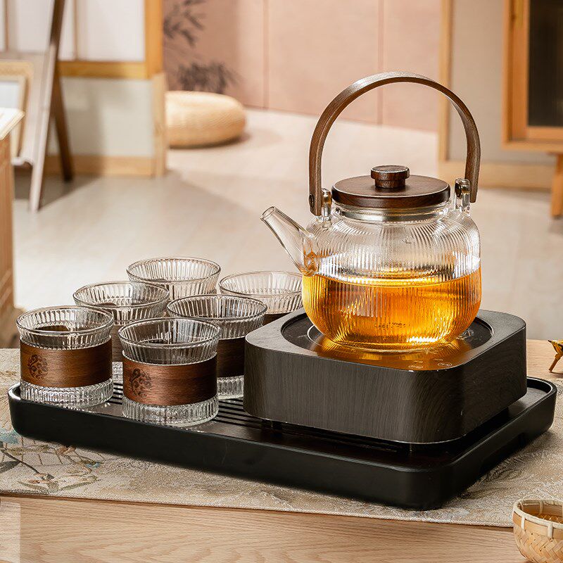 日式下午茶具套装玻璃花茶壶茶杯蜡烛加热煮茶炉泡水果茶壶养生壶
