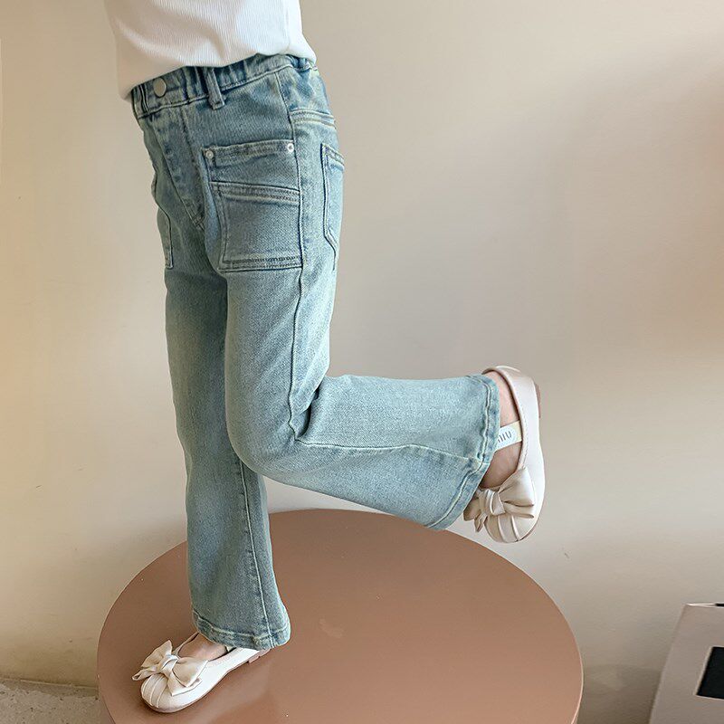 女童裤子夏季薄款美式牛仔裤2024新款儿童夏款宽松休闲裤女孩夏装