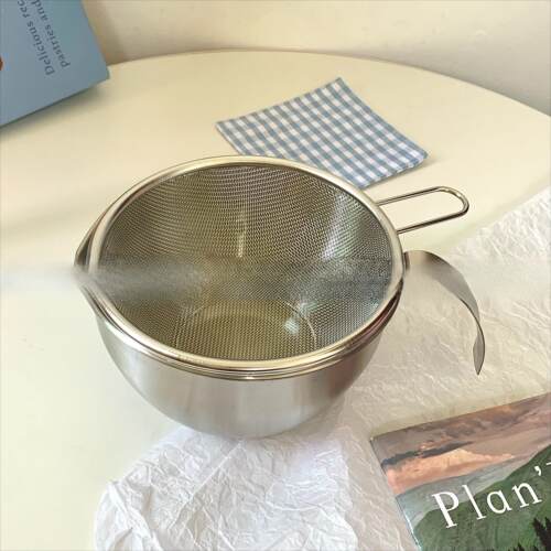 不锈钢料理碗套装洗菜沥水篮淘米漏网打蛋碗备菜碗带手柄