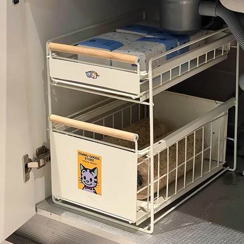原田治水槽下置物架抽拉式浴室柜收纳盒多层卫生间洗手台分层架子