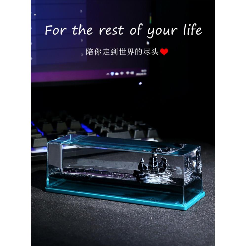 永不沉没翻船黑珍珠号游轮流体漂流瓶摆件海盗船桌面生日礼物男生