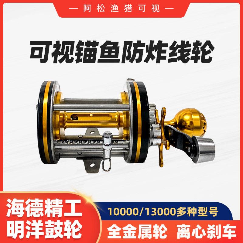明洋全金属鼓轮 海德精工防炸线渔轮 可视锚鱼轮子13000型