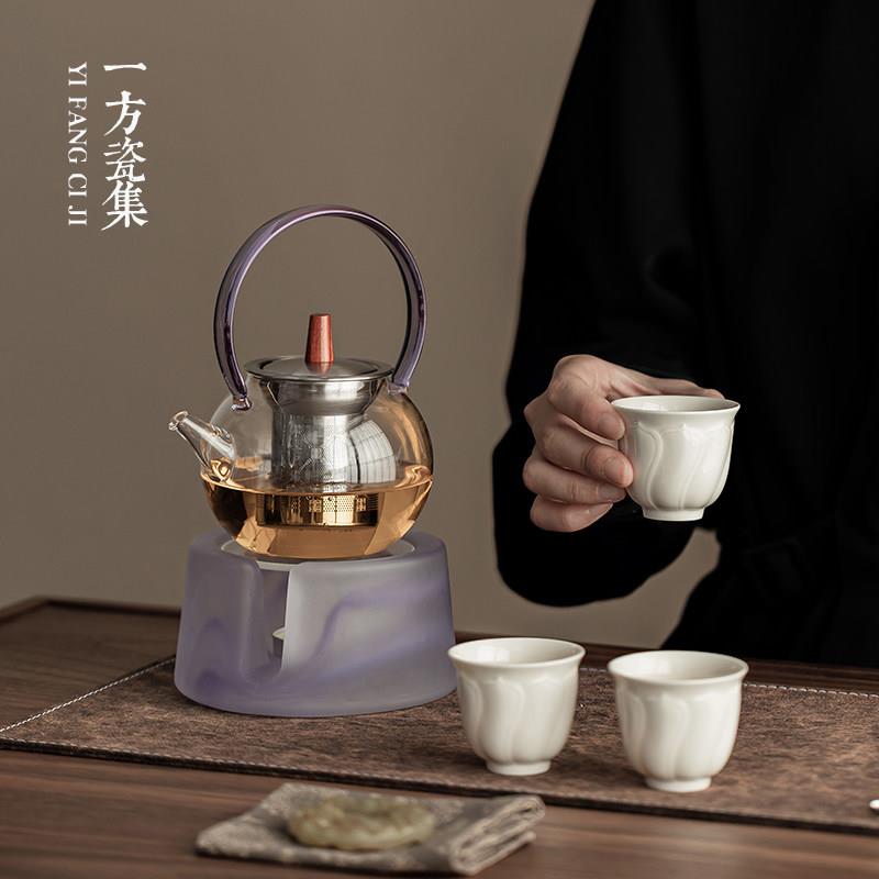 高硼硅玻璃提梁壶蜡烛温泡茶炉套装办公室小型煮茶壶温茶壶精致茶