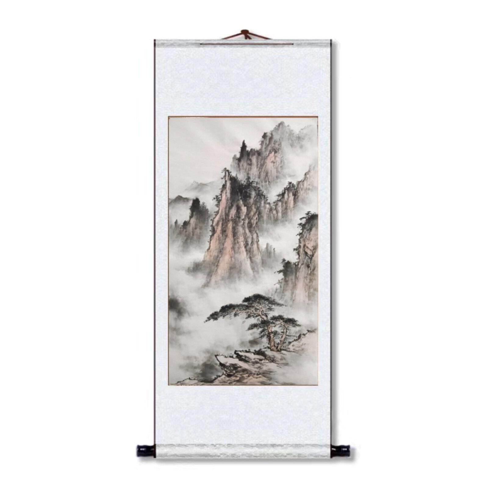 定制纯手绘入口山水画客厅挂画黄山云海办公室沙发新中国风装饰画