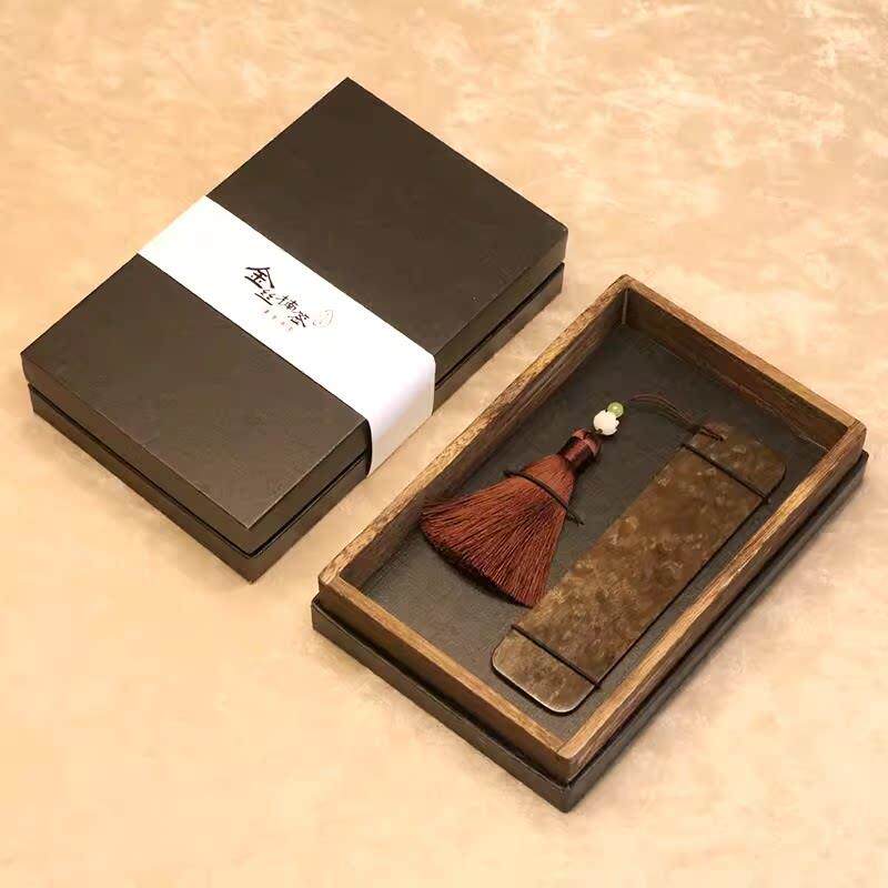 如意金丝楠木龙胆虎皮纹书签高档礼物定制刻字送领导长辈男女朋友