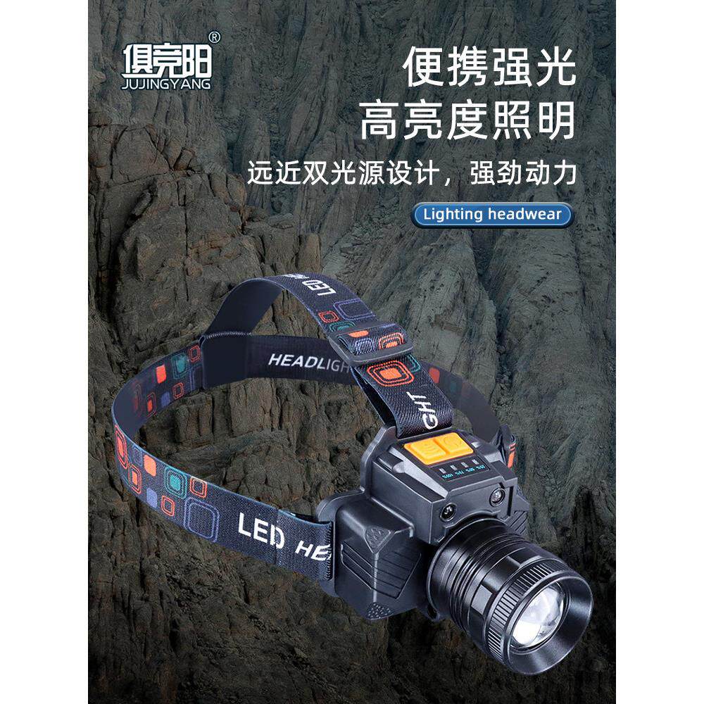 多功能LED感应头灯 旋转变焦头戴式矿灯 户外黄光白光照明T50