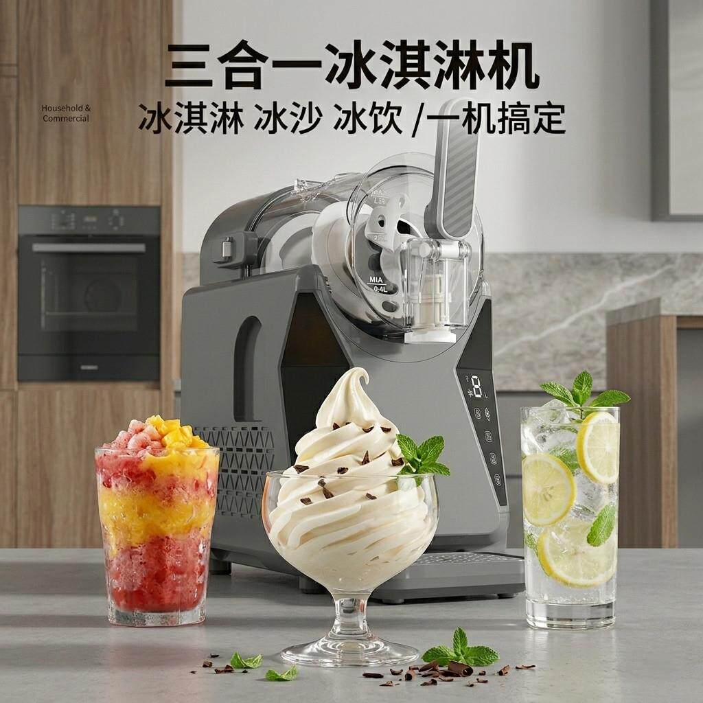 家用冰淇淋机小型商用雪融机冷饮雪泥机冰沙机奶昔机全自动清洗