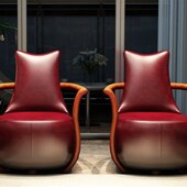 创意 单人沙发椅鱼尾椅洽谈椅个性 美式 休闲椅老虎椅接待椅皮艺欧式