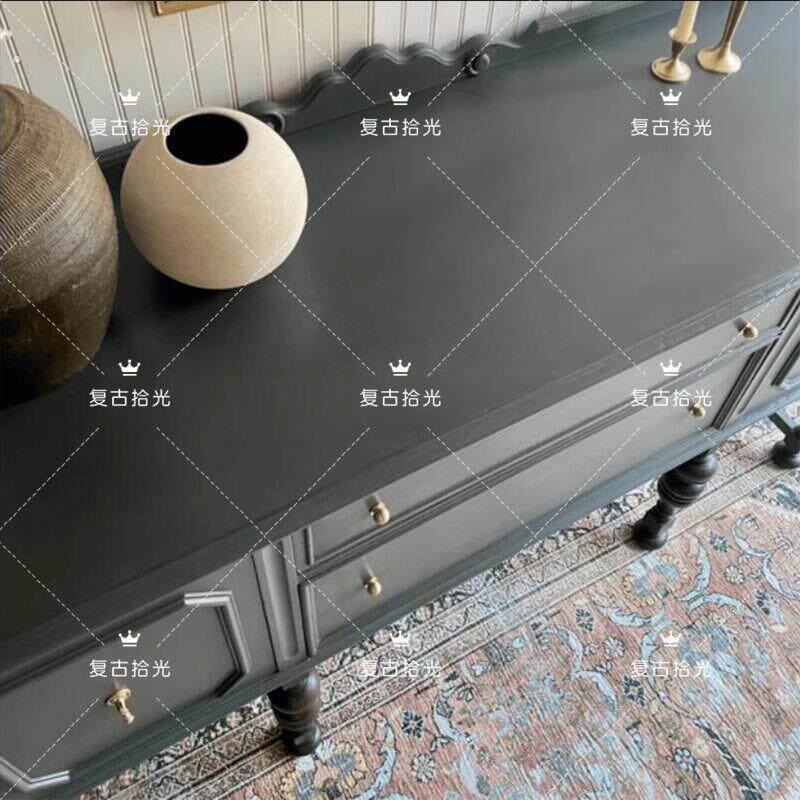 美式乡村复古做旧实木餐边柜法式中古风玄关储物收纳柜客厅装饰柜
