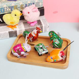 儿童发条小鸡仔玩具女孩仿真会跑毛绒上弦跳跳鸡抖音电动上链兔子