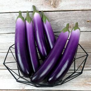 PU手感软长条茄子模型紫色厨房装饰仿真茄子蔬菜道具样品摆件装饰