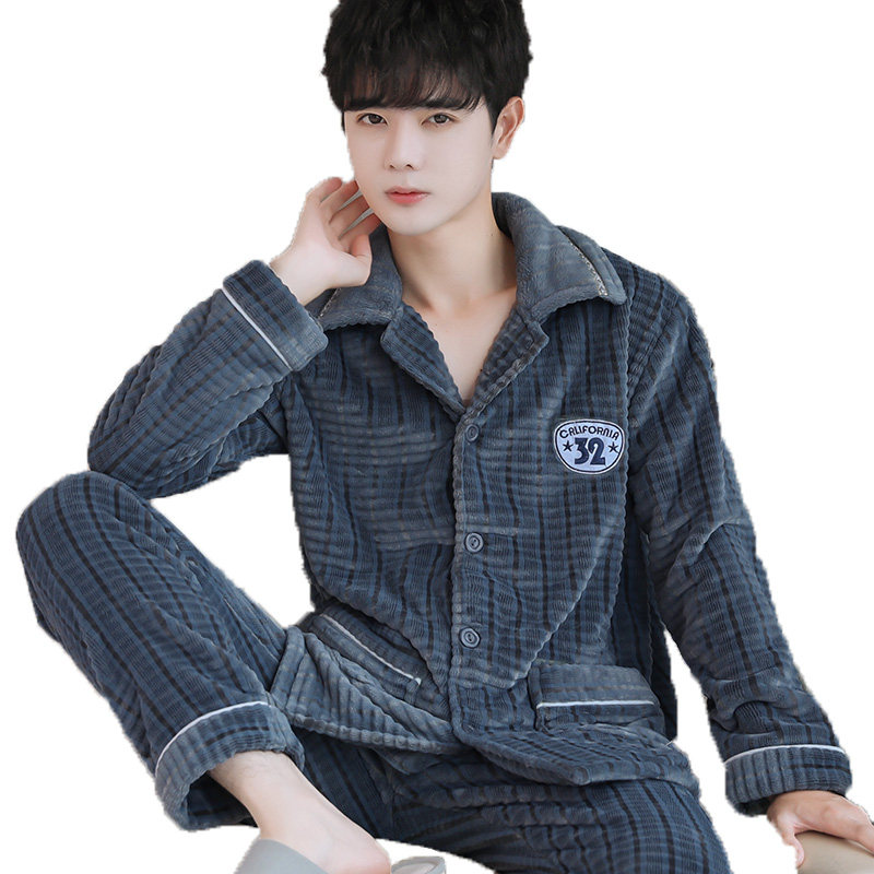 珊瑚绒睡衣男士加厚套装加绒法兰绒春秋冬季家居服可爱2021年新款