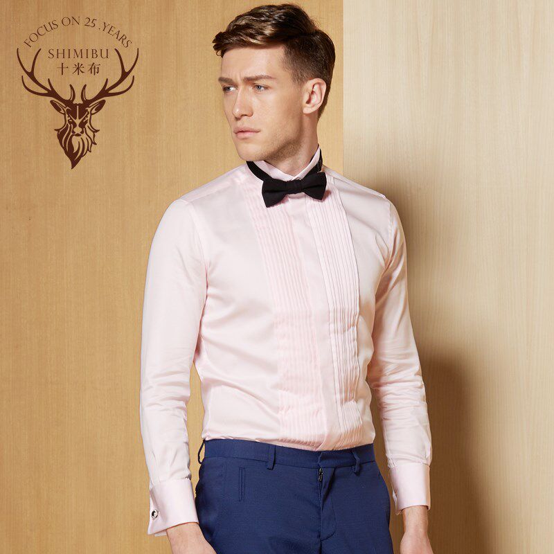 十米布新郎衬衫男长袖结婚法式领结定制伴郎礼服修身婚礼袖扣衬衣