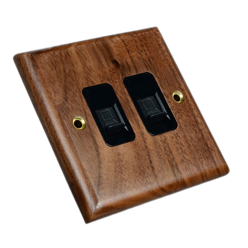 五六类网络面板电脑86暗装网线盒千兆双口网插口网线插座复古风